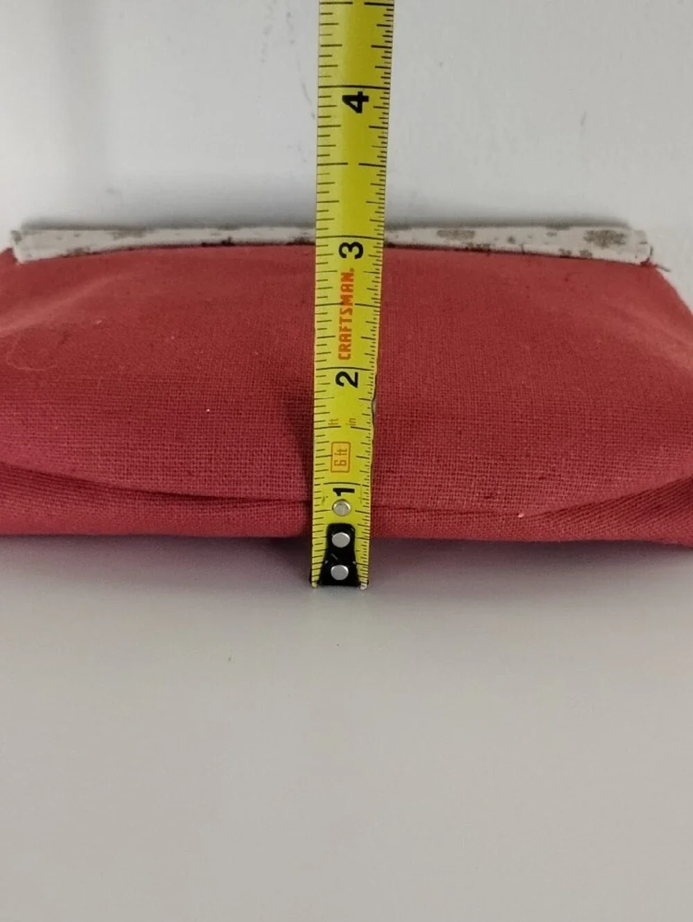 EAC Red Canvas Cosmetic Pouch with Cream Patterned Trim